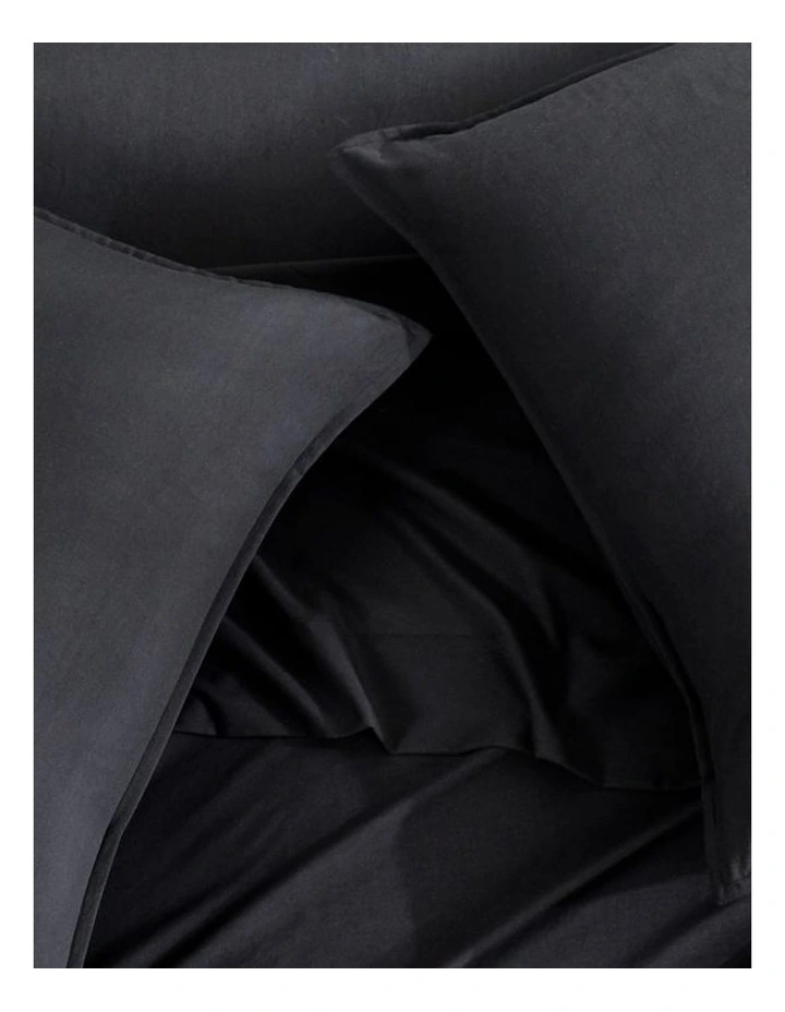 CleverPolly Vintage Washed Microfibre Sheet Set in Black image 4