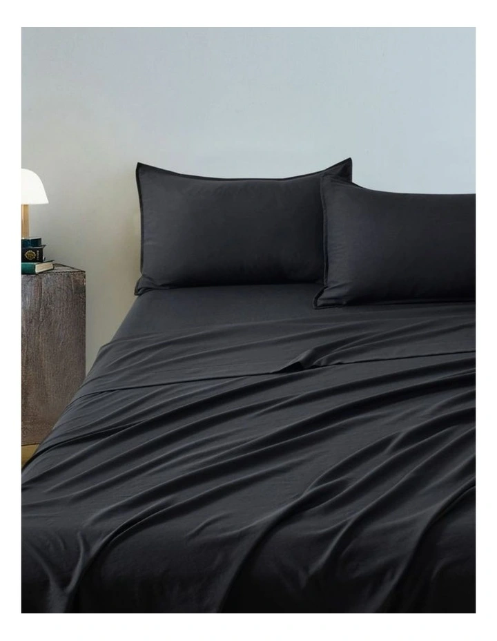CleverPolly Vintage Washed Microfibre Sheet Set in Black image 5