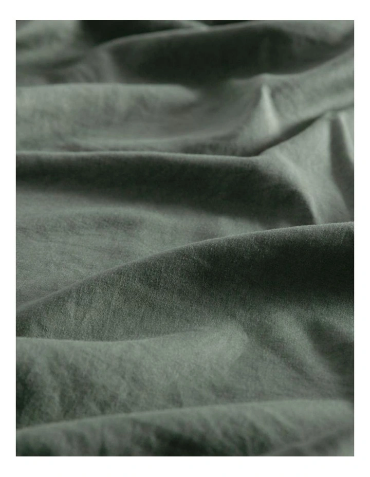 CleverPolly Vintage Washed Microfibre Sheet Set in Khaki Green image 3