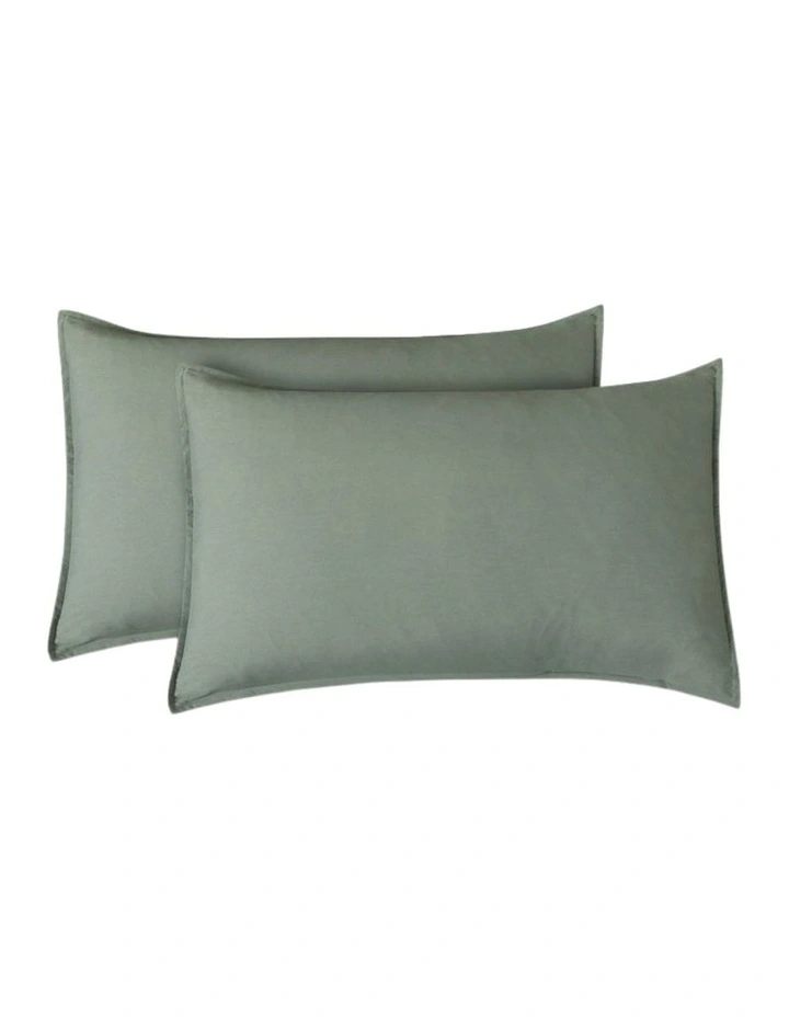 CleverPolly Vintage Washed Microfibre Sheet Set in Khaki Green image 6