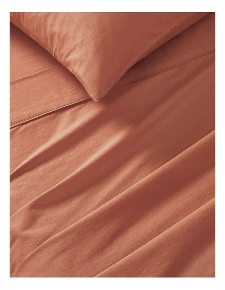 GIOIA CASA Vintage Washed Cotton Sheet Set in Brick image 3
