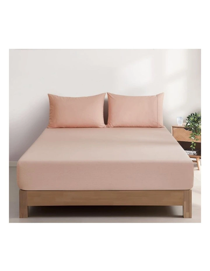 GIOIA CASA Vintage Washed Cotton Fitted Sheet Set in Pink image 1