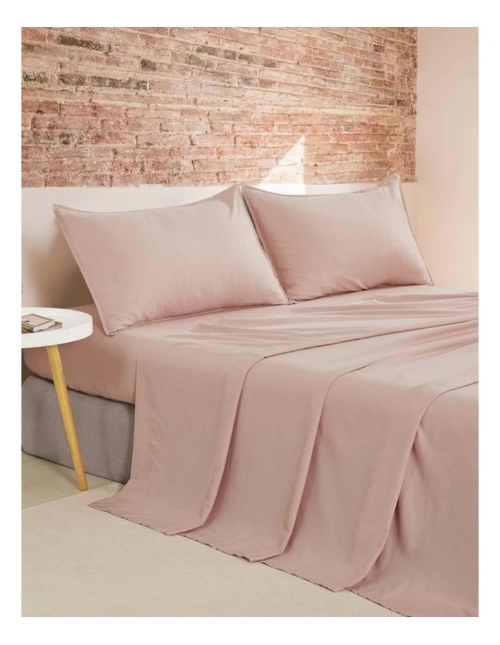 CleverPolly Vintage Washed Microfibre Sheet Set in Pink image 1