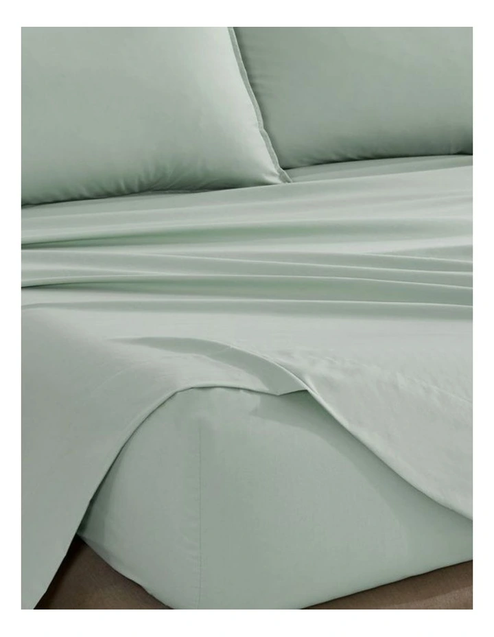 CleverPolly Vintage Washed Microfibre Sheet Set in Sage Green image 2