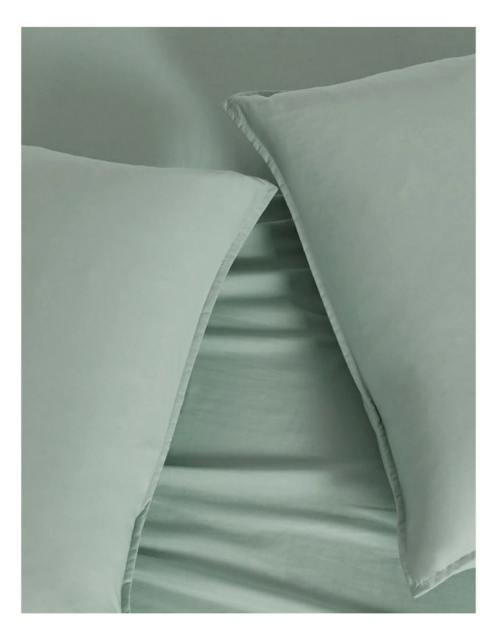 CleverPolly Vintage Washed Microfibre Sheet Set in Sage Green image 6