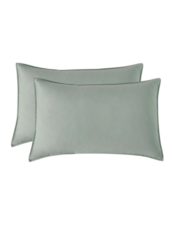 CleverPolly Vintage Washed Microfibre Sheet Set in Sage Green image 7