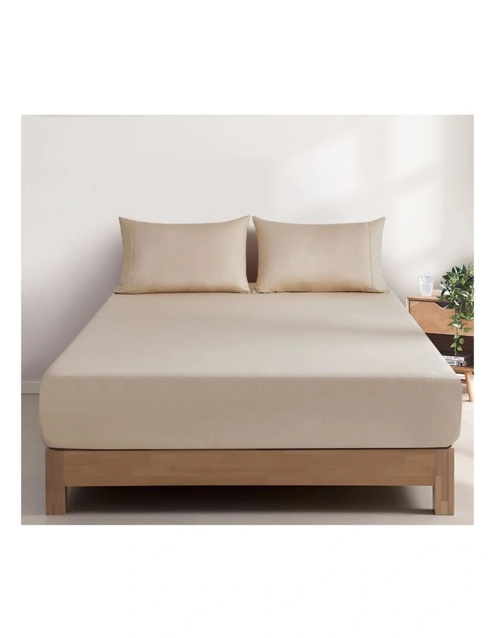 GIOIA CASA Vintage Washed Cotton Fitted Sheet Set in Natural image 1