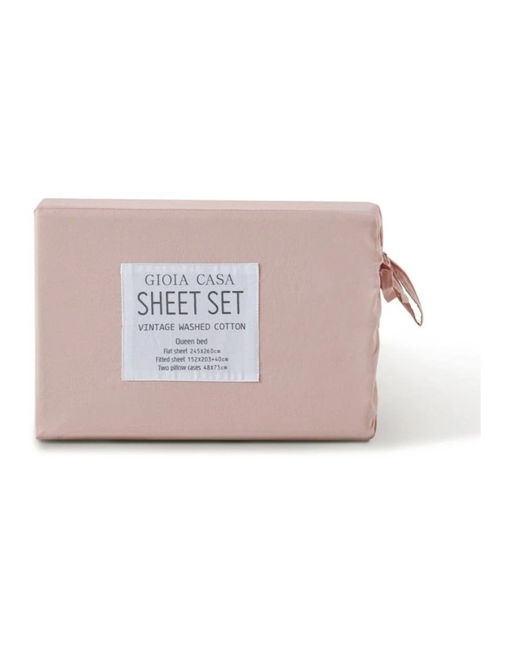GIOIA CASA Vintage Washed Cotton Sheet Set in Pink image 5