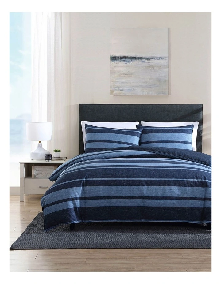 Longpoint Quilt Cover Set in Navy image 1