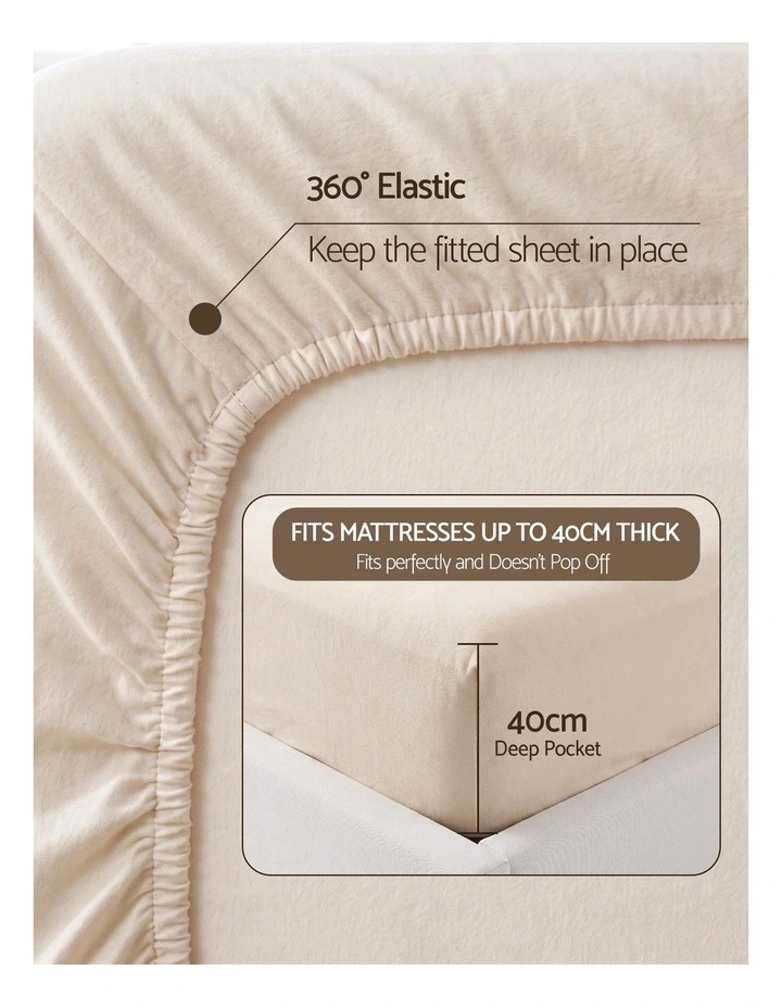 Giselle Queen Sheet Set 150GSM Micro Flannel 4PC 40cm Pocket in Cream White image 3
