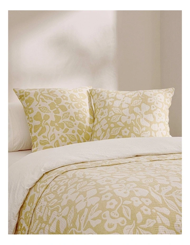 Dreamaker Briar Floral Cotton European Pillowcases Twin Pack in Buckwheat image 1