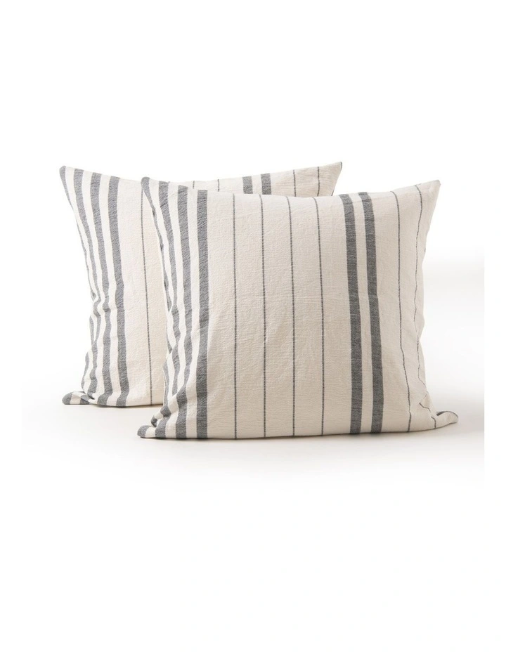 Dreamaker Hayden Cotton European Pillowcases Twin Pack in Graphite Stripe image 2