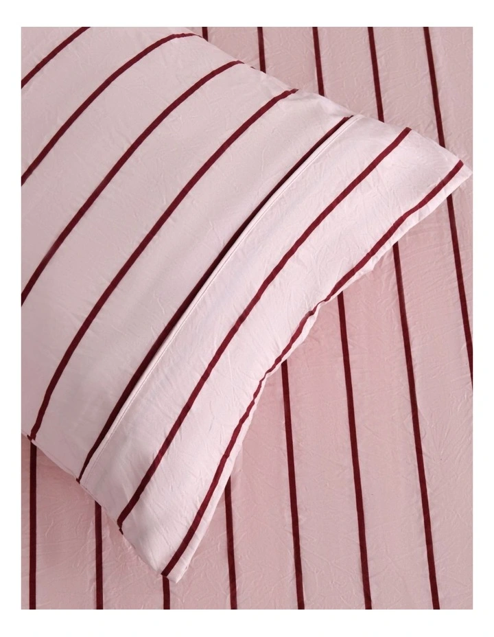 Dreamaker Superfine Washed Microfibre Striped Fitted Sheet Set in Pink/Plum image 3
