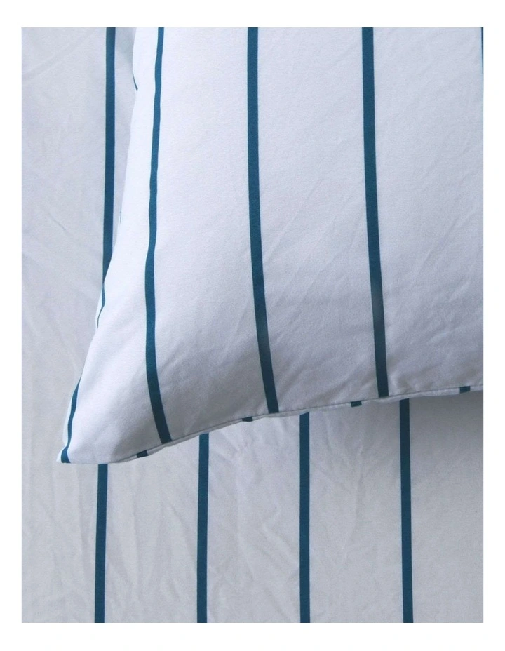Dreamaker Superfine Washed Microfibre Striped European Pillowcase Twin Pack in Sky/Teal image 3
