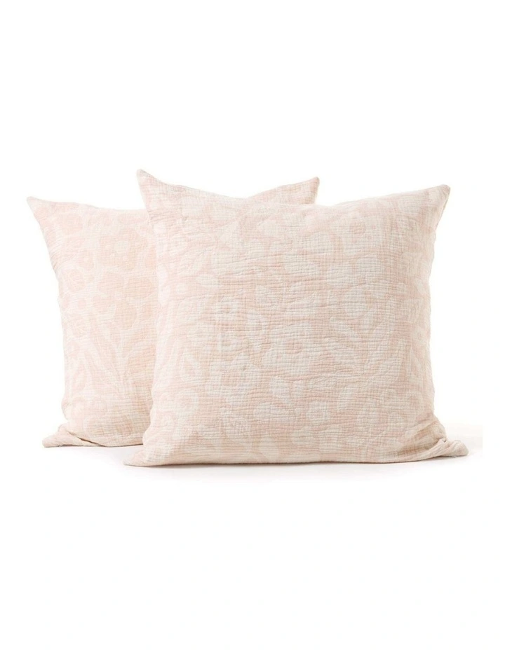 Dreamaker Briar Floral Cotton European Pillowcases Twin Pack in Pink image 2
