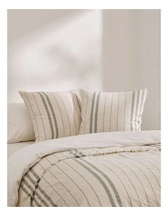 Dreamaker Hayden Cotton European Pillowcases Twin Pack in Olive Stripe
