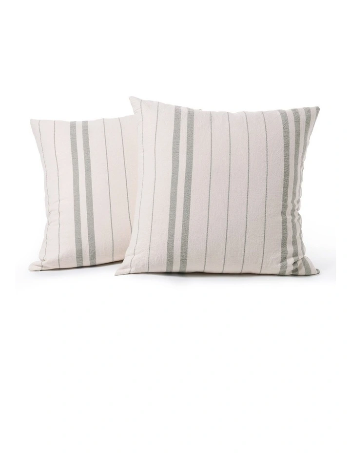 Dreamaker Hayden Cotton European Pillowcases Twin Pack in Olive Stripe image 2