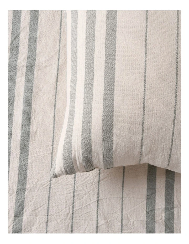Dreamaker Hayden Cotton European Pillowcases Twin Pack in Olive Stripe image 4