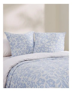 Dreamaker Briar Floral Cotton European Pillowcases Twin Pack Sky Blue