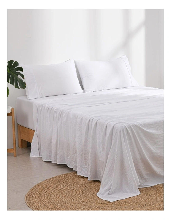 Dreamaker Superfine Washed Microfibre Sheet Set in White image 2