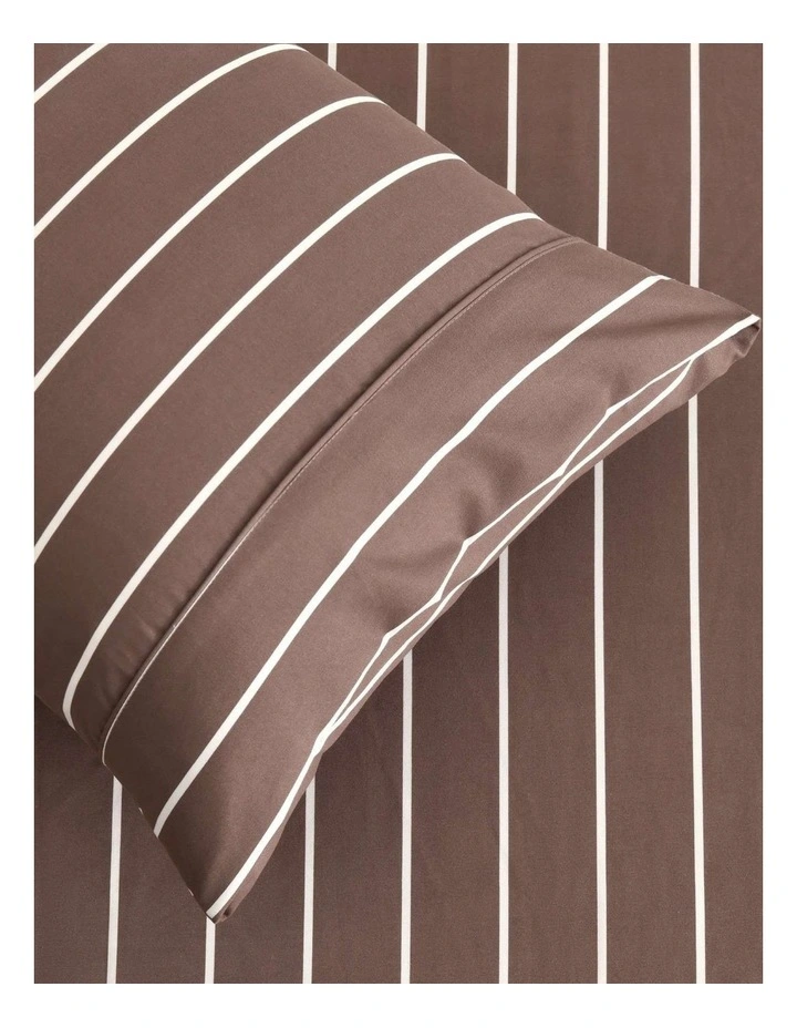 Dreamaker Superfine Washed Microfibre Striped Fitted Sheet Set in Chocolate/Natural image 3