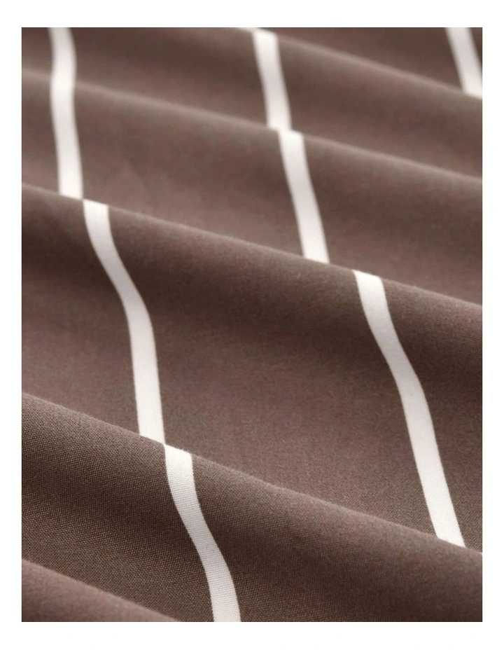 Dreamaker Superfine Washed Microfibre Striped Fitted Sheet Set in Chocolate/Natural image 4