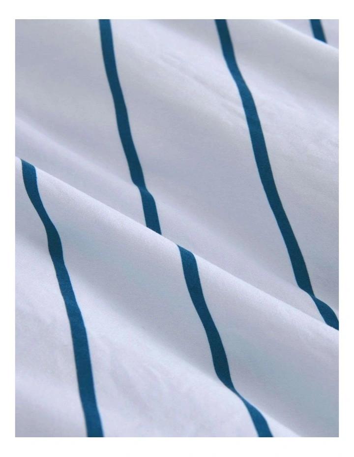 Dreamaker Superfine Washed Microfibre Striped Fitted Sheet Set in Sky/Teal image 4