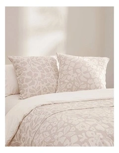 Dreamaker Briar Floral Cotton European Pillowcases Twin Pack in Natural