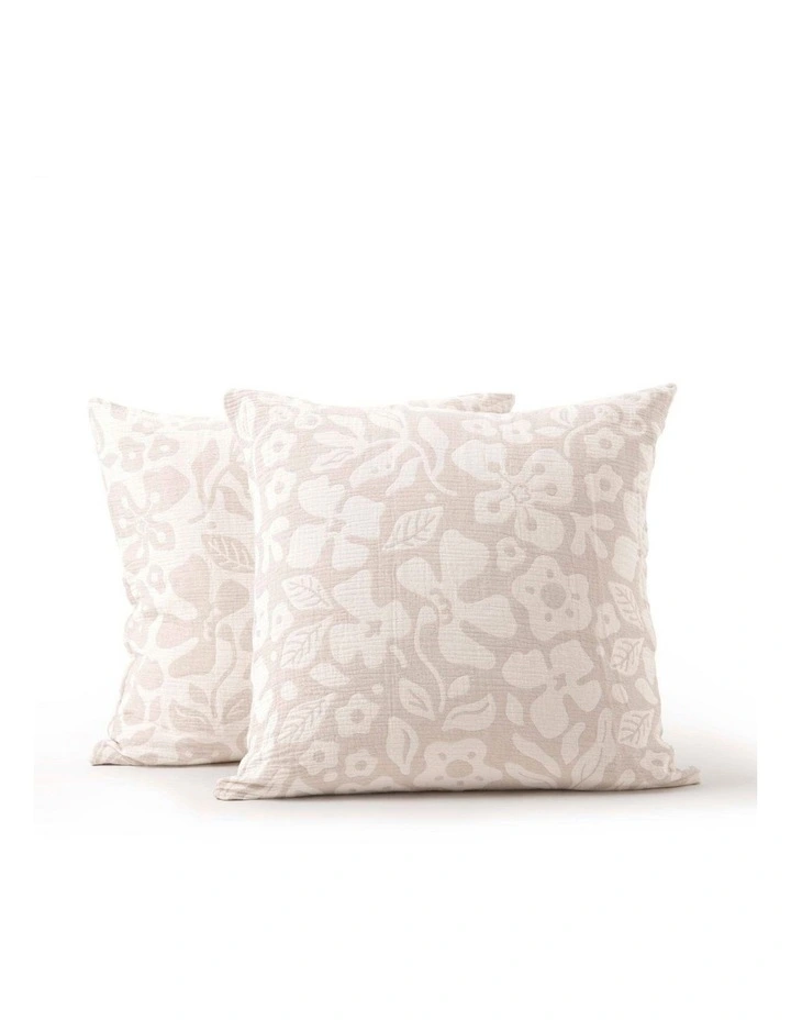 Dreamaker Briar Floral Cotton European Pillowcases Twin Pack in Natural image 2