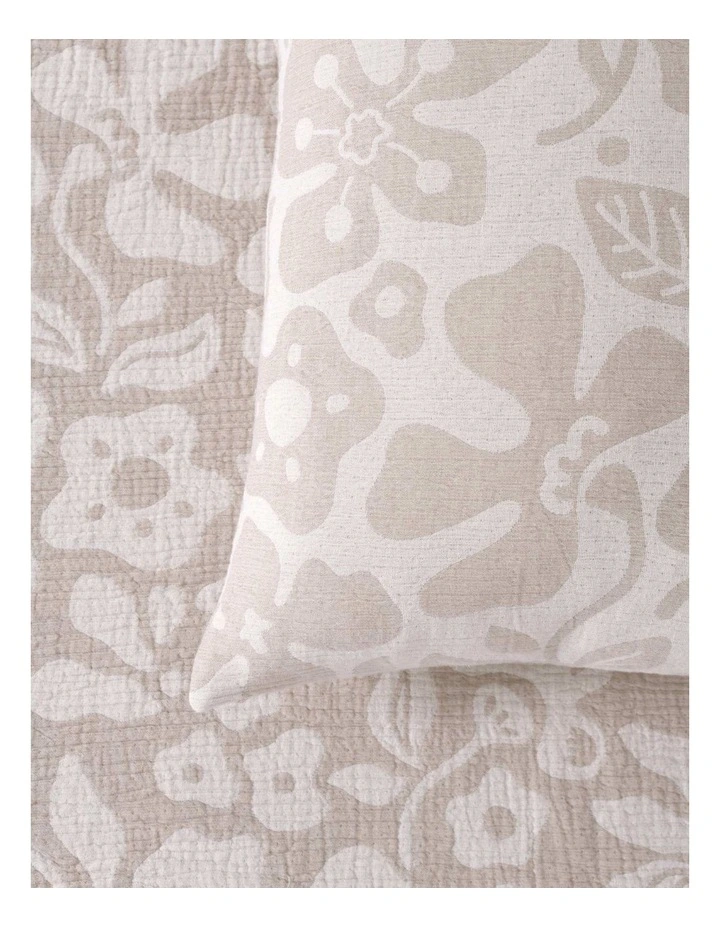 Dreamaker Briar Floral Cotton European Pillowcases Twin Pack in Natural image 3