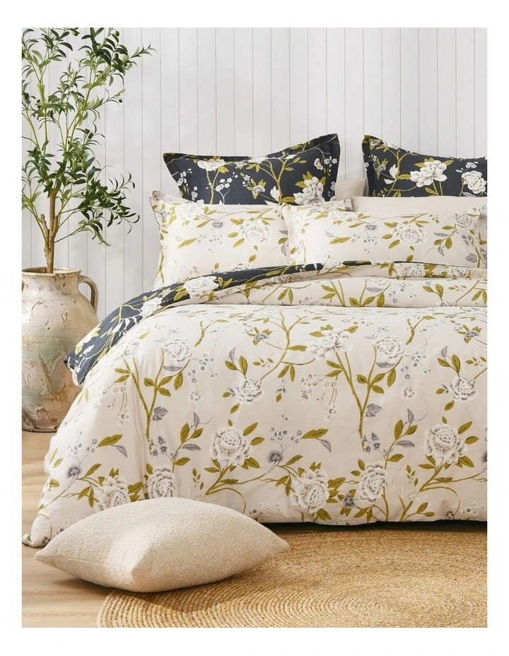 Dreamaker Midnight Peony Cotton Reversible Tailored European Pillowcase Twin Pack image 5