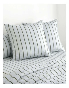 Dreamaker Superfine Washed Microfibre Striped European Pillowcase Twin Pack in Sage/Olive