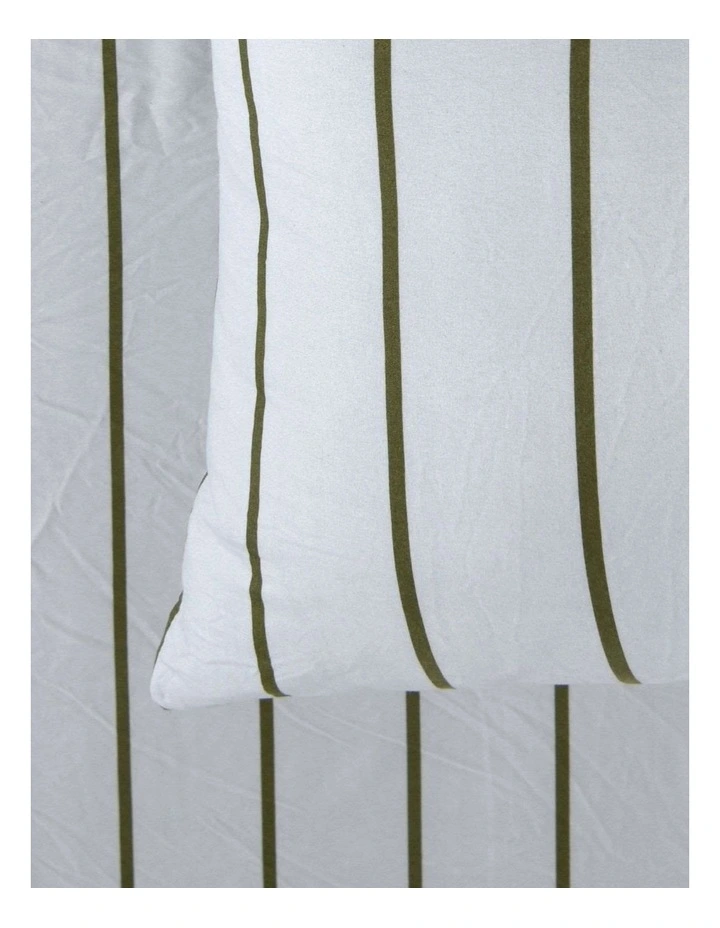 Dreamaker Superfine Washed Microfibre Striped European Pillowcase Twin Pack in Sage/Olive image 3