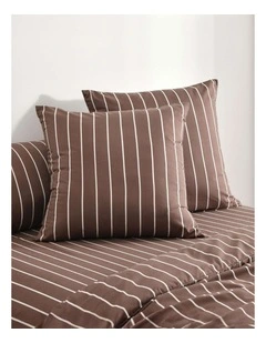 Dreamaker Superfine Washed Microfibre Striped European Pillowcase Twin Pack in Chocolate/Natural