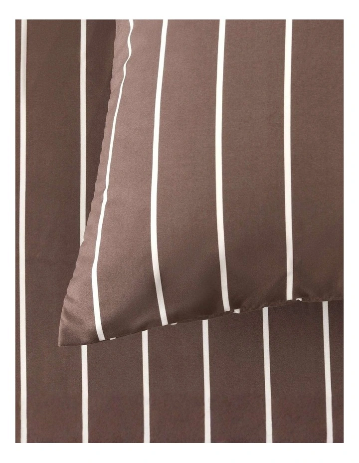 Dreamaker Superfine Washed Microfibre Striped European Pillowcase Twin Pack in Chocolate/Natural image 3