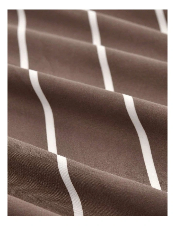 Dreamaker Superfine Washed Microfibre Striped European Pillowcase Twin Pack in Chocolate/Natural image 4