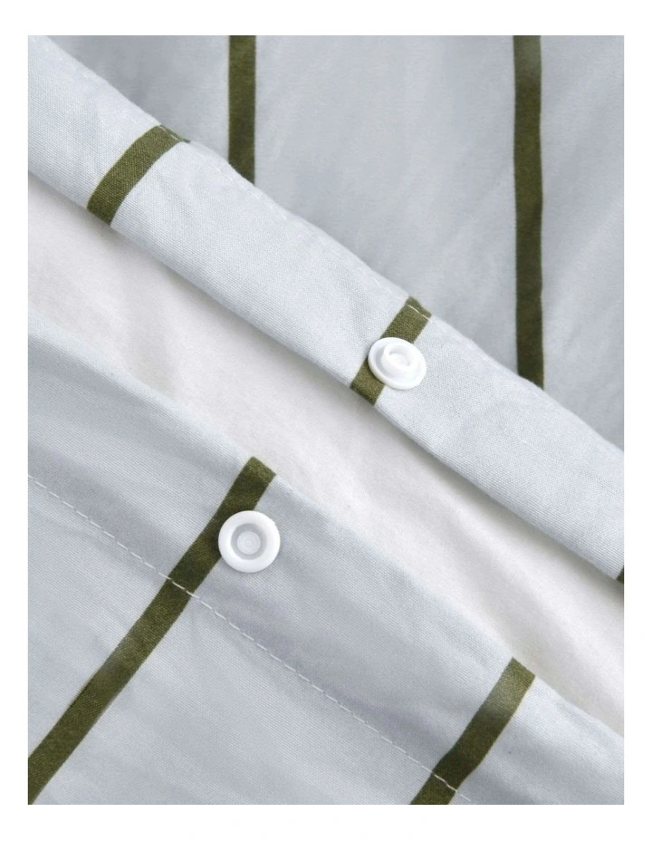 Dreamaker Superfine Washed Microfibre Striped Quilt Cover Set in Sage/Olive image 4