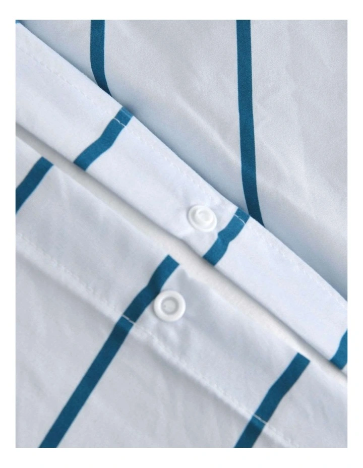 Dreamaker Superfine Washed Microfibre Striped Quilt Cover Set in Sky/Teal image 4
