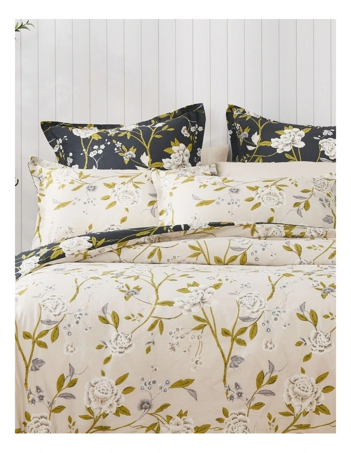 Dreamaker Midnight Peony Cotton Reversible Quilt Cover Set image 4