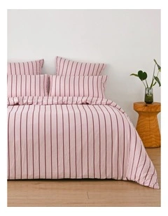 Dreamaker Superfine Washed Microfibre Striped Quilt Cover Set in Pink/Plum