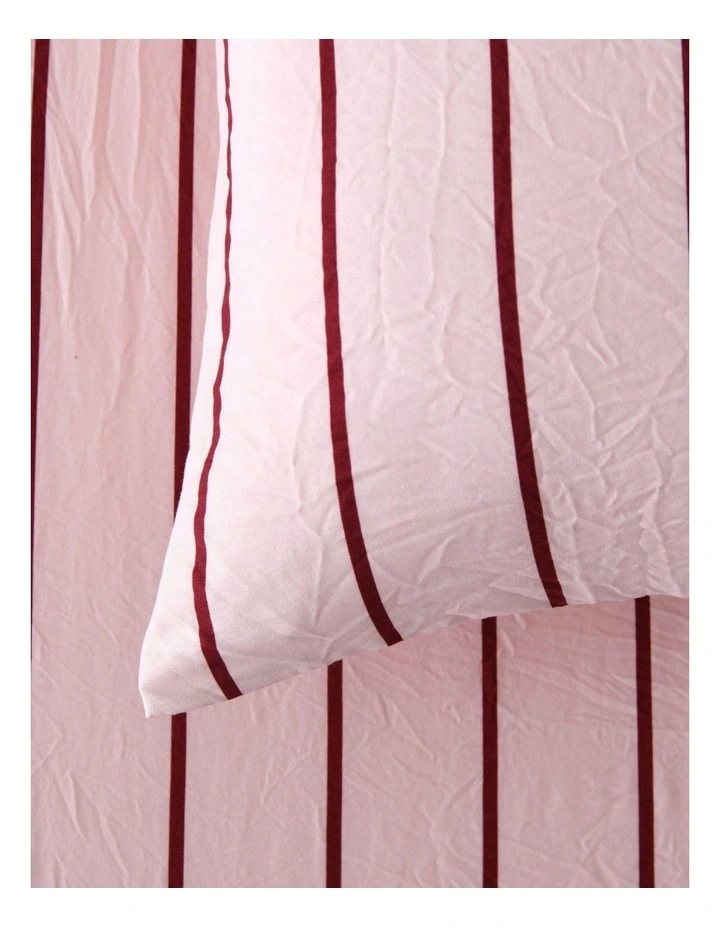 Dreamaker Superfine Washed Microfibre Striped Quilt Cover Set in Pink/Plum image 3