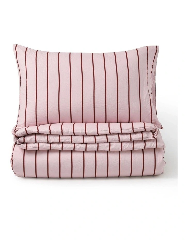 Dreamaker Superfine Washed Microfibre Striped Quilt Cover Set in Pink/Plum image 6