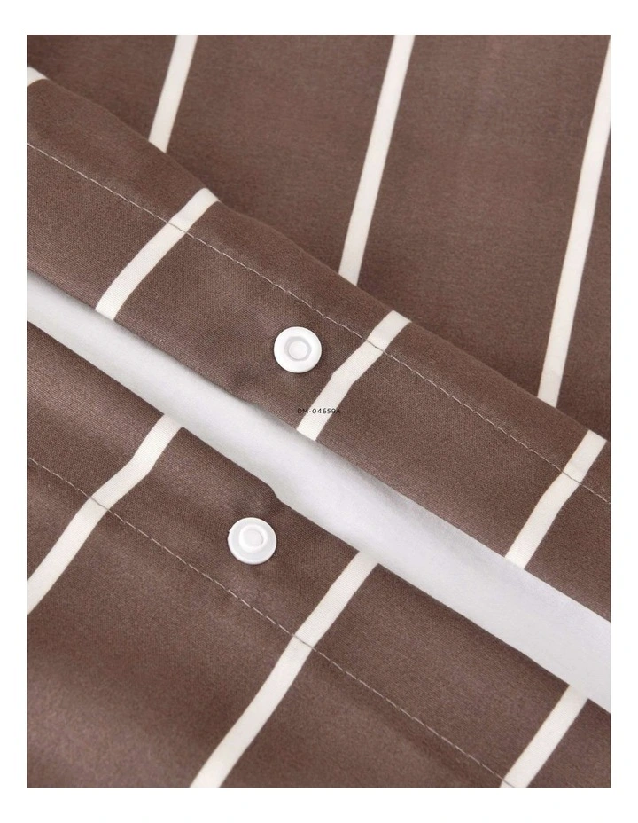 Dreamaker Superfine Washed Microfibre Striped Quilt Cover Set in Chocolate/Natural image 4