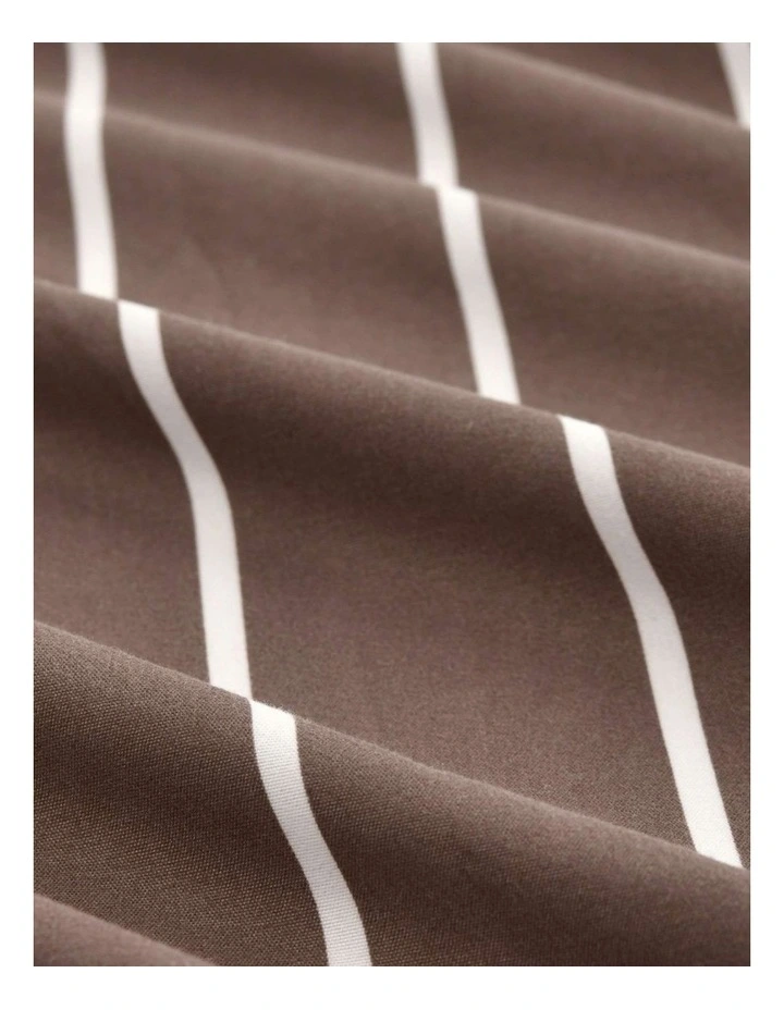 Dreamaker Superfine Washed Microfibre Striped Quilt Cover Set in Chocolate/Natural image 5