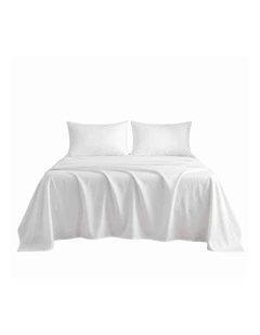 Giselle King 500TC Cotton 4PC Sheet Set 40cm Deep Pocket Sateen White