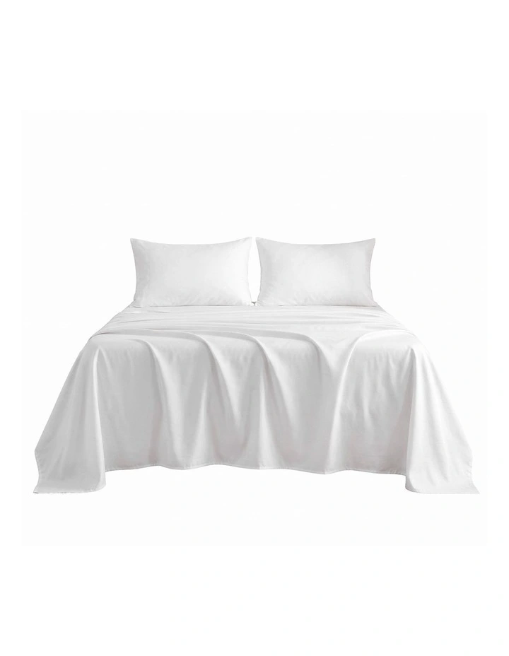 Giselle King 500TC Cotton 4PC Sheet Set 40cm Deep Pocket Sateen White image 1