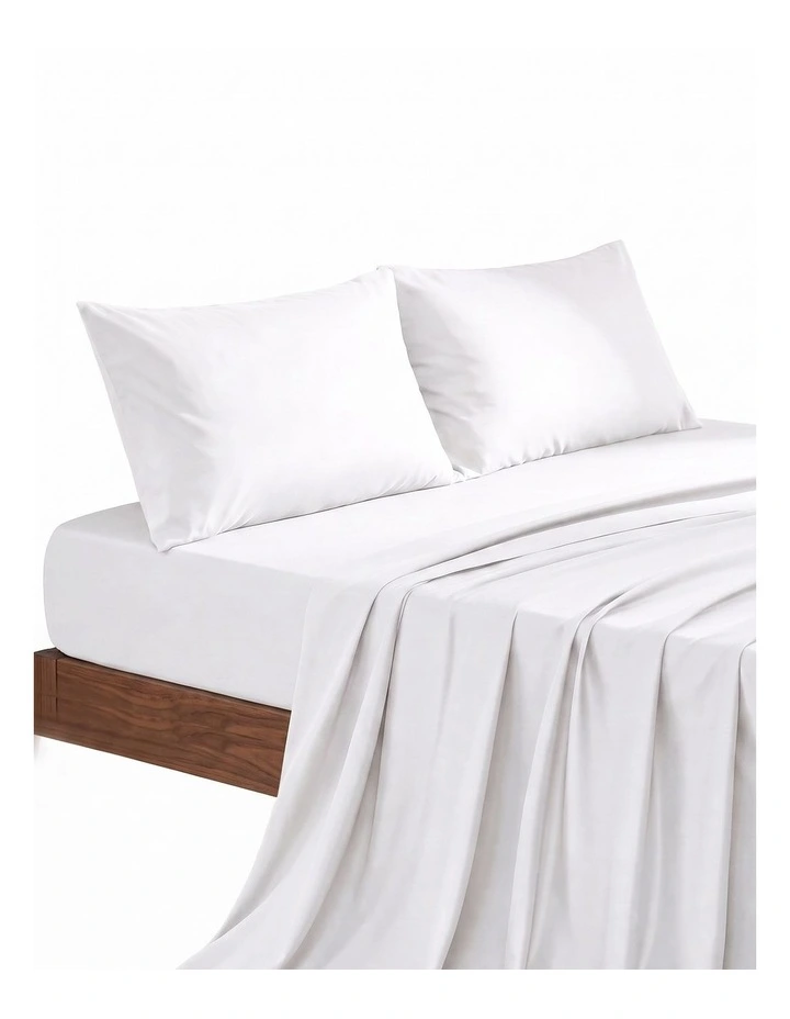 Giselle Queen 500TC Cotton 4PC Sheet Set 40cm Deep Pocket Sateen White image 3