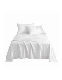 Giselle Single 500TC Cotton 4PC Sheet Set 40cm Deep Pocket Sateen White