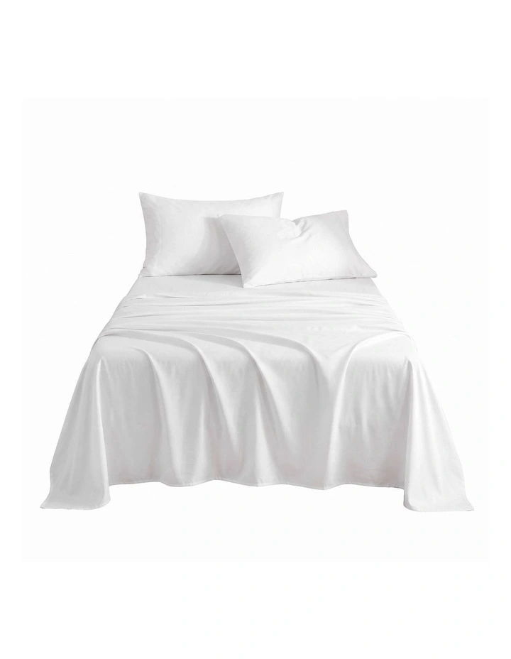 Giselle Single 500TC Cotton 4PC Sheet Set 40cm Deep Pocket Sateen White image 1