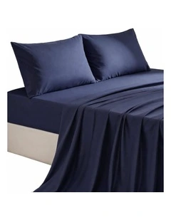 Giselle King 500TC Cotton 4PC Sheet Set 40cm Deep Pocket Sateen Navy Blue